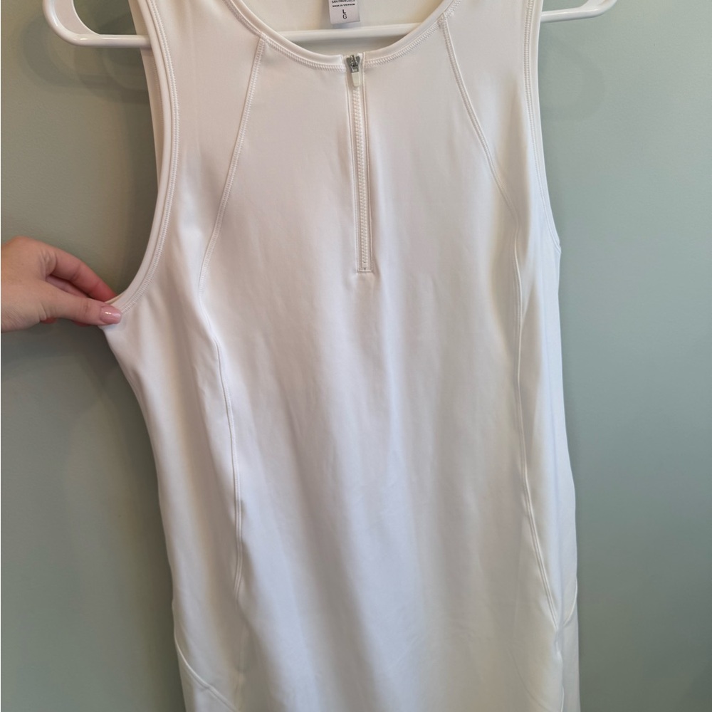 Athleta White Sleeveless Zip-Front Tank